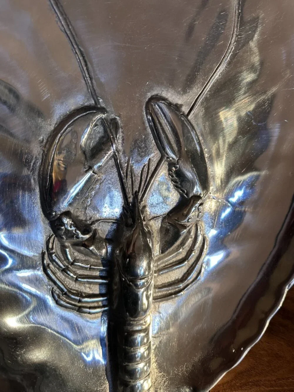 Mexico Pewter Coastal Serving Tray Set Marlin Fish Nautical Serveware Dish